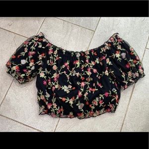 Floral off shoulder crop top